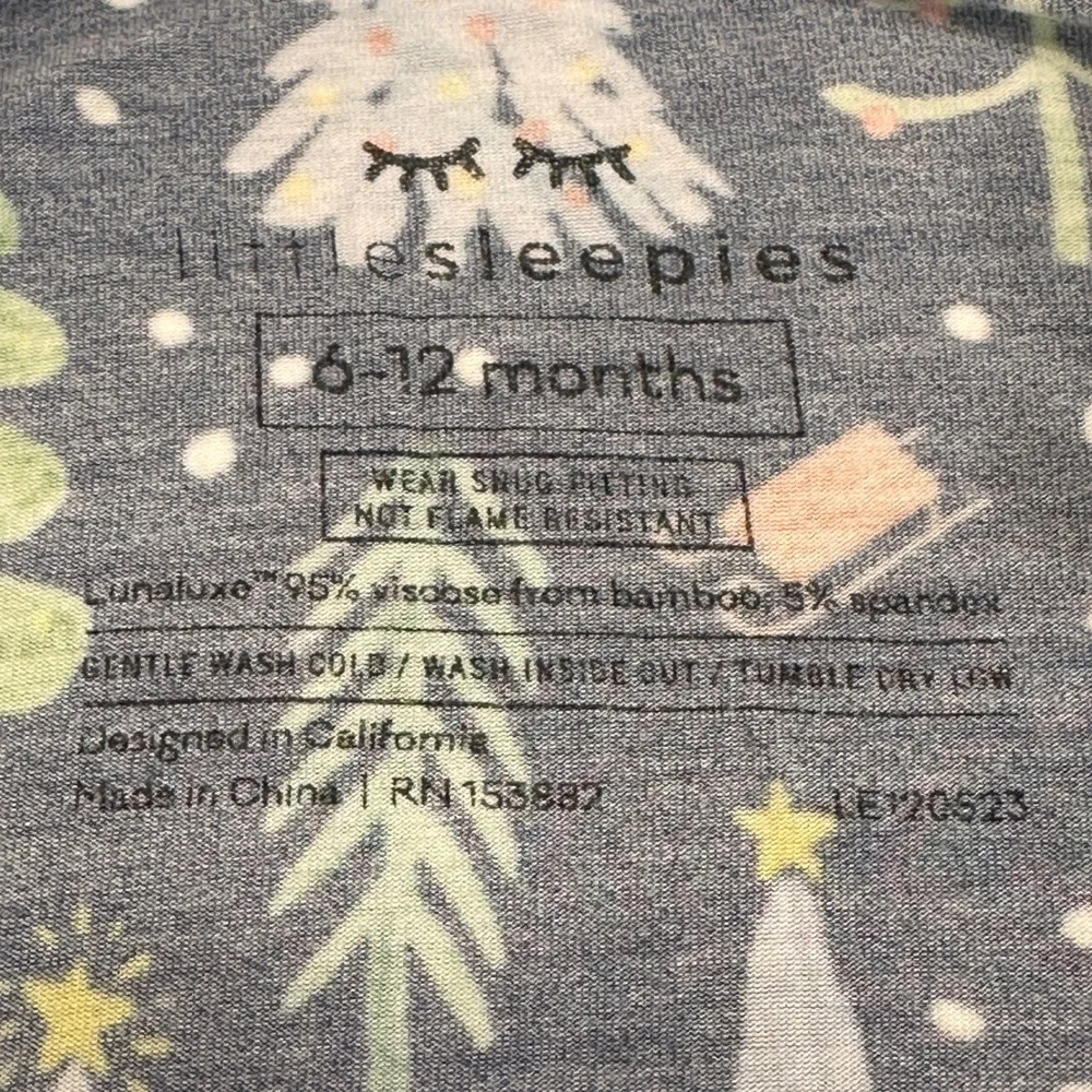 Little Sleepies Christmas Trees Zippy Kids 6-12 Months Navy Bamboo |‎ Holiday